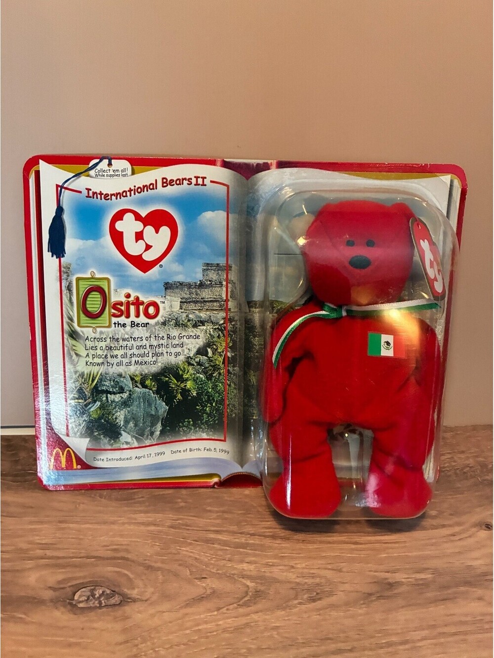 Ty Teenie Beanie Babies Osito The Bear Mexico McDonald's 2000 International